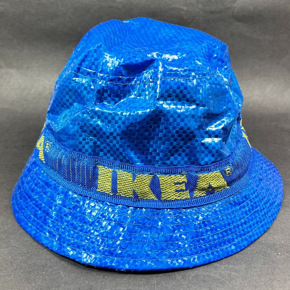 IKEA Bucket Hat Lining Blue Rain Fishing Outdoor Sunshade Advertising Adult Mens